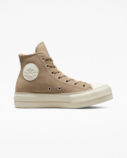 Zapatos Plataforma Converse Chuck Taylor All Star Lift Suede Altas Mujer Kaki | PE L4PW02